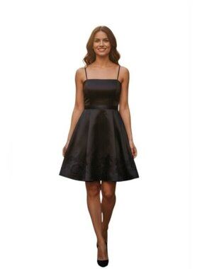 Lucy Paris Floral Fit And Flare Party Dress Black Small